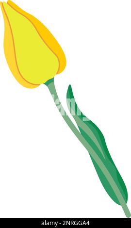 Clipart icon with bud of tulip flower drawing on a transparent background in flat style Stock Vector