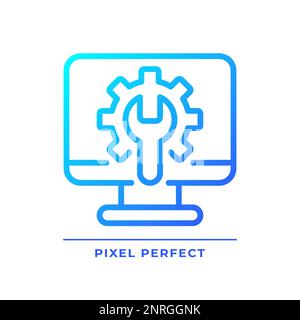 Computer settings pixel perfect gradient linear vector icon Stock Vector