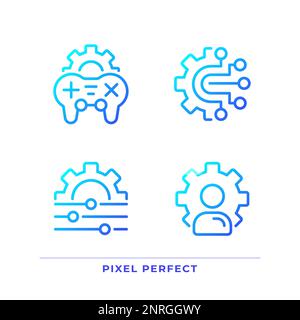 Personal settings pixel perfect gradient linear vector icons set Stock Vector