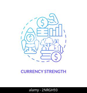 Currency strength blue gradient concept icon Stock Vector
