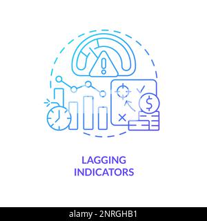 Lagging indicators blue gradient concept icon Stock Vector