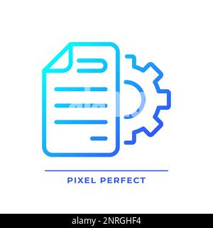 Document settings pixel perfect gradient linear vector icon Stock Vector
