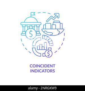 Coincident indicators blue gradient concept icon Stock Vector