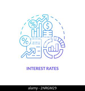 Interest rates blue gradient concept icon Stock Vector