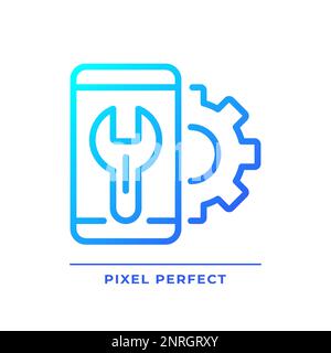 Smartphone settings pixel perfect gradient linear vector icon Stock Vector