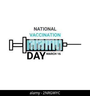 National Vaccination Day vector illustrative banner on white background. 16th March. Stock Vector