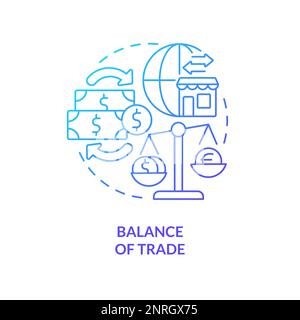 Balance of trade blue gradient concept icon Stock Vector