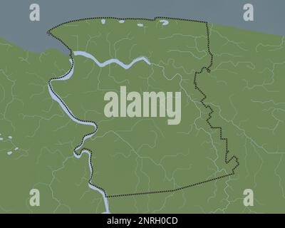 Commewijne, district of Suriname. Elevation map colored in wiki style with lakes and rivers Stock Photo