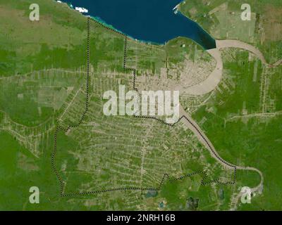 Wanica, district of Suriname. Low resolution satellite map. Corner ...