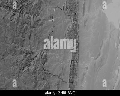 Lubombo, district of Eswatini. Grayscale elevation map with lakes and rivers Stock Photo