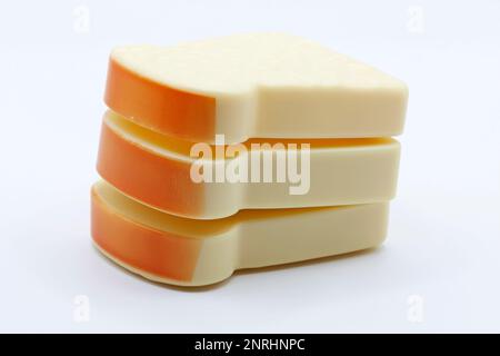 three sharable toy slices of bread Stock Photo