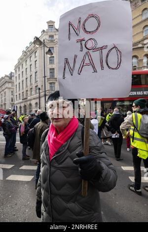 Anti-NATO protester, Portland Place, central London, England, UK 25th February 2023 Stock Photo