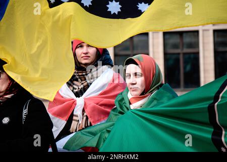 Chechen demonstration Brussels Stock Photo