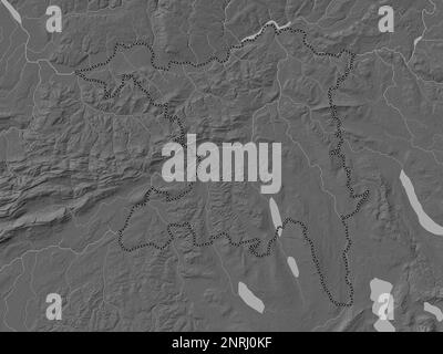 Aargau, canton of Switzerland. Bilevel elevation map with lakes and rivers Stock Photo