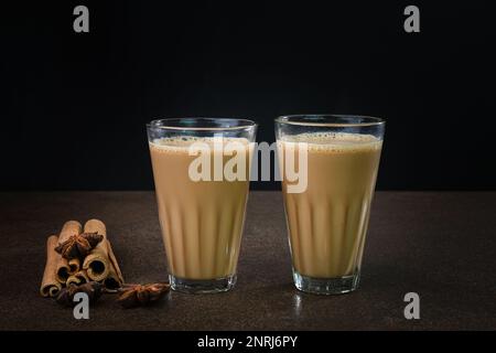 Indian tea served in glass cups Stock Photo