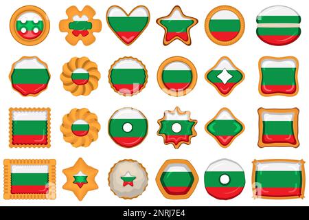 Homemade cookie with flag country Bulgaria in tasty biscuit, cookie consist of sign flag country Bulgaria on natural biscuit, fresh biscuit cookie wit Stock Vector