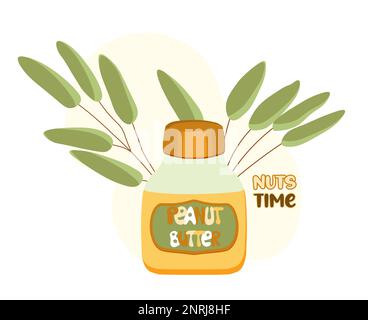 National Peanut Butter Day. Jar of peanuts. T-shirt print design. Stock Vector