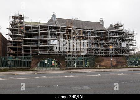 Scotland Street School museum with scaffolding during renovation works, Glasgow, Scotland, UK, Europe Stock Photo