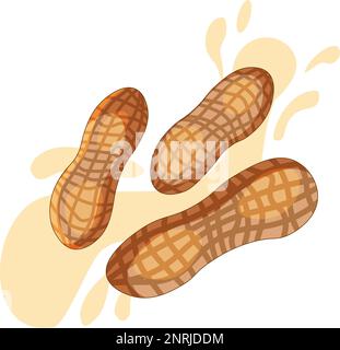 Peanut nuts in shell.Peanut butter logo. Stock Vector