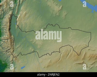 Hamah, province of Syria. Colored elevation map with lakes and rivers Stock Photo