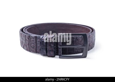 Male leather belt isolated on white background Stock Photo