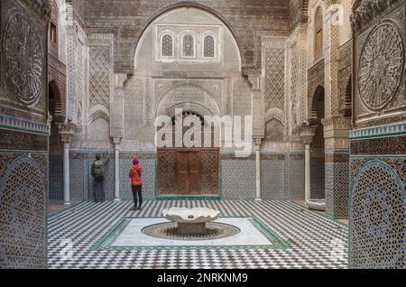 Medersa or Madrasa el-Attarine,medina, Fez el Bali, Fez, Morocco Stock Photo