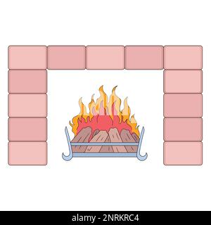 doodle icon fireplace a warm place Stock Vector
