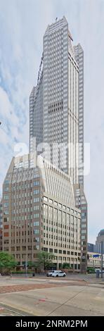 Pittsburgh Downtown: Sleek postmodern BNY Mellon Center has a coated steel faÃ§ade that helps to support the tower. Stock Photo