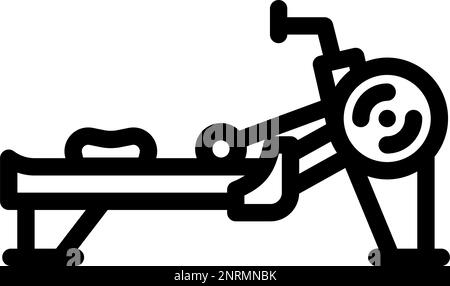 rowing machine fitness sport line icon vector illustration Stock Vector