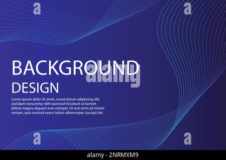 Abstract dark blue minimal vector background. Long banner business template with dynamic wavy line Stock Vector