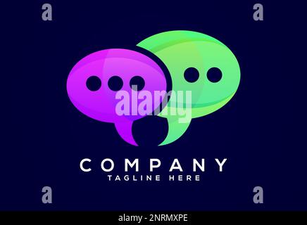 Modern gradient color chat logo design. Social media speech icon vector illustration Stock Vector