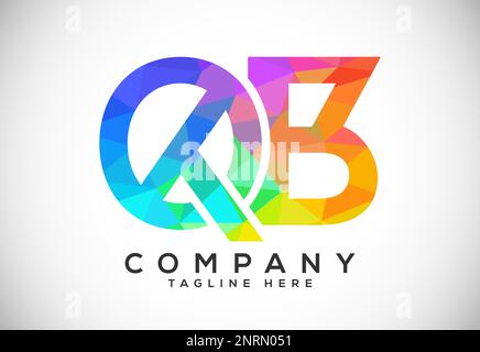 Polygonal low poly letter Q B Logo Design Vector Template. QB Letter Logo Design Stock Vector