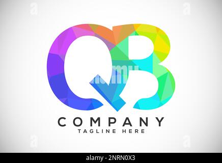 Polygonal low poly letter Q B Logo Design Vector Template. QB Letter Logo Design Stock Vector