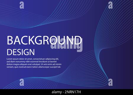 Abstract dark blue minimal vector background. Long banner business template with dynamic wavy line Stock Vector