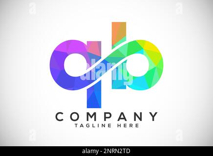 Polygonal low poly letter Q B Logo Design Vector Template. QB Letter Logo Design Stock Vector