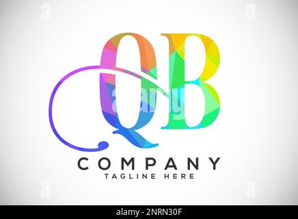 Polygonal low poly letter Q B Logo Design Vector Template. QB Letter Logo Design Stock Vector