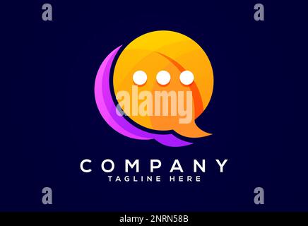 Modern gradient color chat logo design. Social media speech icon vector illustration Stock Vector