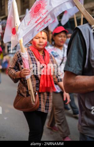 Kathmandu, Nepal, 04 23 2022: Demonstration in Kathmandu Stock Photo