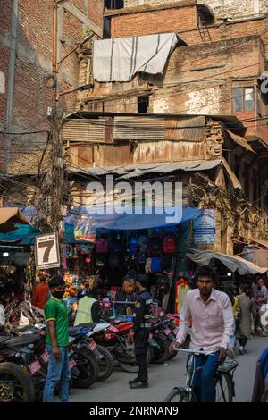 Kathmandu, Nepal, 04 23 2022: Kathamandu bazaar street scene Stock Photo