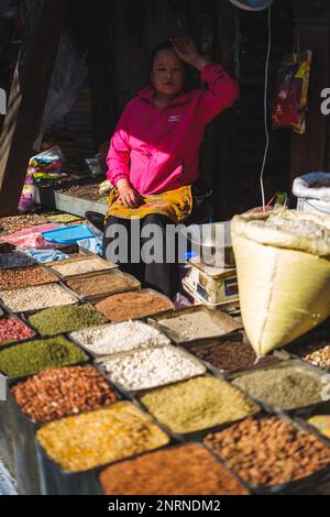 Kathmandu, Nepal, 04 23 2022: Spices on Kathmandu bazaar Stock Photo