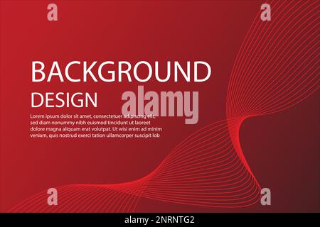Abstract dark red banner template. Vector minimal wavy line background. Stock Vector