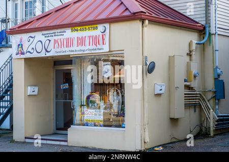 NEW ORLEANS, LA, USA - FEBRUARY 23, 2023: Front of Zoe Psychic Boutique on Magazine Street Stock Photo