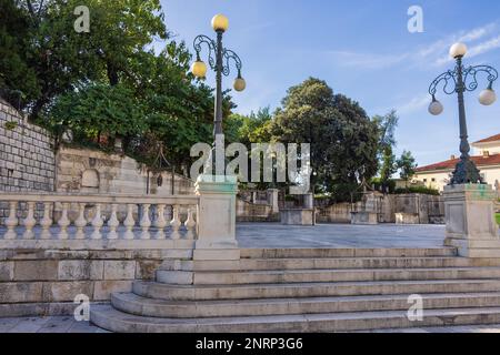 The Five Wells Square with the Queen Jelena Madijevka park in the background Stock Photo