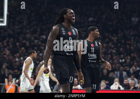 Belgrade, Serbia, 23 February 2023. Johnathan Motley of Fenerbahce Beko Istanbul reacts during the 2022/2023 Turkish Airlines EuroLeague match between Partizan Mozzart Bet Belgrade v Fenerbahce Beko Istanbul - 2022/2023 Turkish Airlines EuroLeague at Stark Arena in Belgrade, Serbia. February 23, 2023. Credit: Nikola Krstic/Alamy Stock Photo