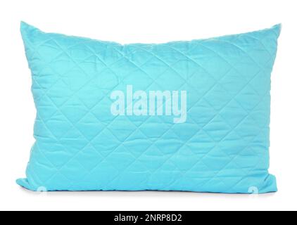 Soft light blue pillow isolated on white Stock Photo
