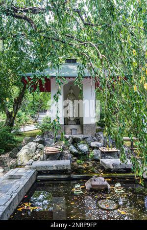 Kyoto,Japan,Asia - September 9,2019 : Statue in the garden, Stock Photo