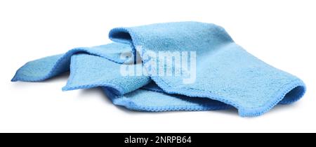 Light blue microfiber cloth isolated on white Stock Photo