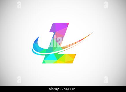 Polygonal low poly letter R with a swoosh logo. Modern vector logotype ...