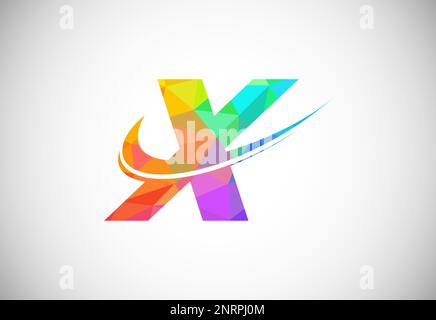 Polygonal low poly letter E with a swoosh logo. Modern vector logotype ...