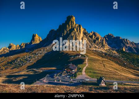 It is located at the center of a vast mountain pasture at the foot of Nuvolau (2,574 m) and dell'Averau (2,647 m) from which you can easily reach the Stock Photo